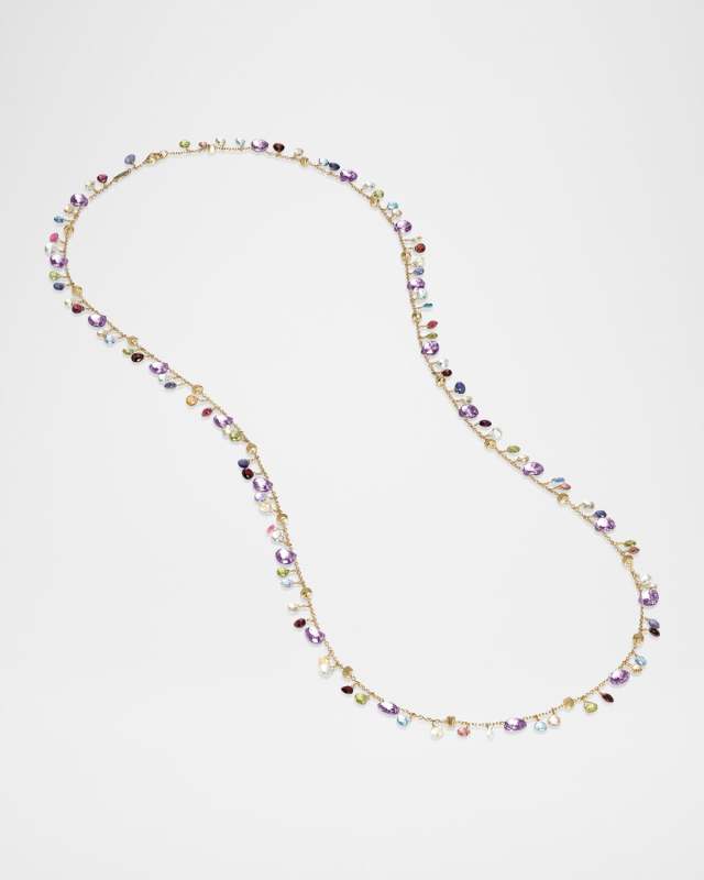 18K Yellow Gold Paradise Gemstone Necklace, Long